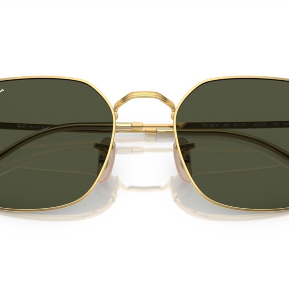 Ray-Ban Men’s JIM Sunglasses in Arista Gold Frames and Green Lenses - Picture 4 of 7